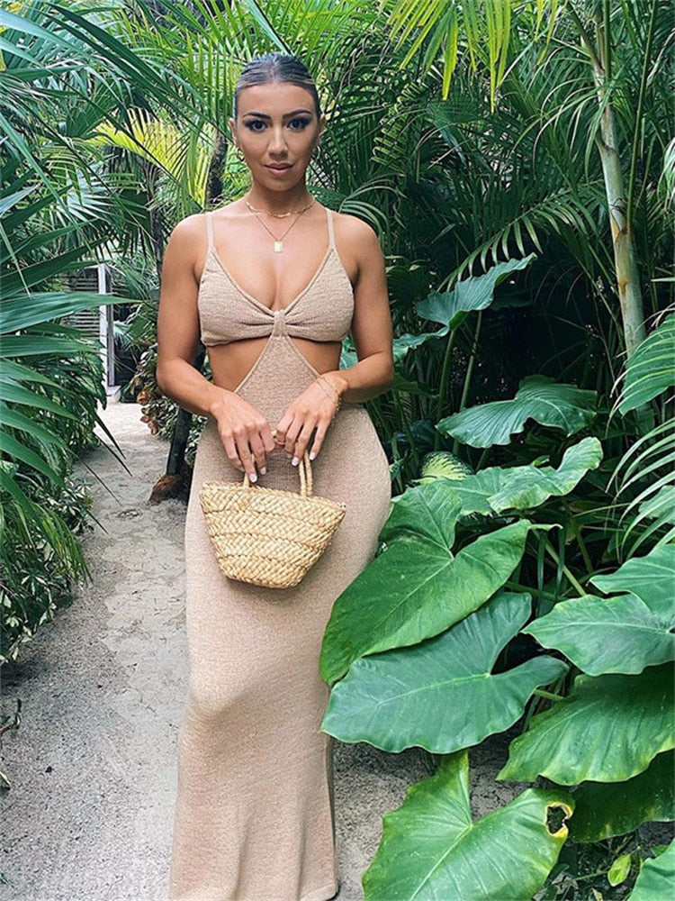 Textured Cut Out Maxi Dress